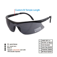 Anti-Fog Protective Dual-Injected Rubber Temples Adjustable Safety Glasses